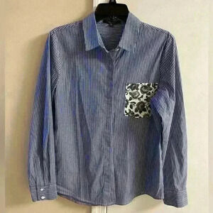 Thakoon for design nation striped button front shirt‎ women Medium NWOT